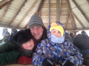 Proud father, Andy Penner, with sons, Jonah and Jimmy DeMarco.